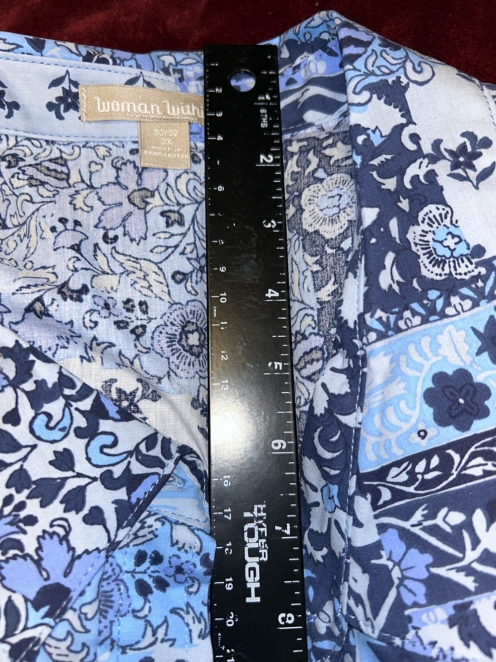 Woman Within Size3X 30/32 Patchwork Bohemian Print Cotton Polyester Button Shirt - Picture 13 of 16
